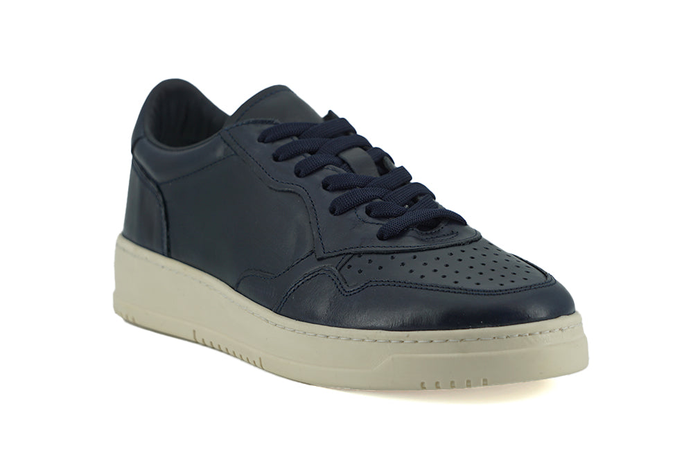  - Elegant Navy Blue Leather Sneakers