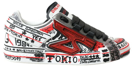 Dolce & Gabbana Graffitit Hand-Painted Leather Sneakers for Men