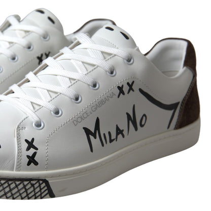  - Sleek White Leather Casual Sneakers