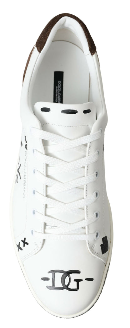  - Sleek White Leather Casual Sneakers