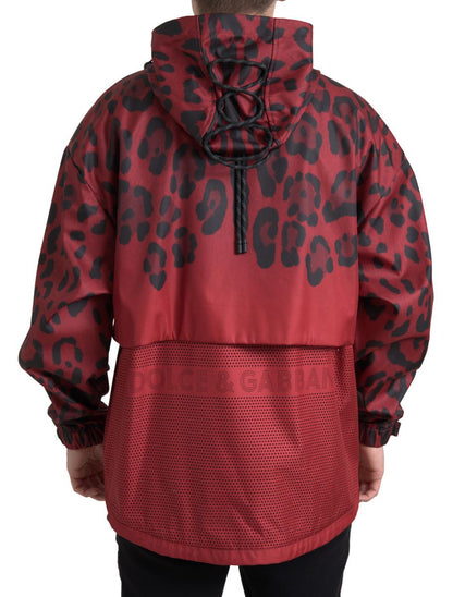  - Radiant Red Leopard Print Hooded Jacket