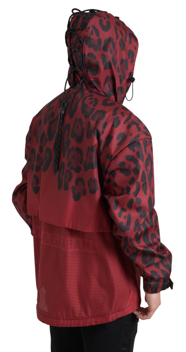  - Radiant Red Leopard Print Hooded Jacket