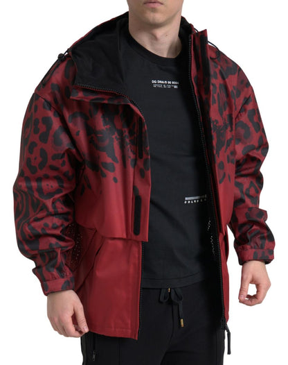  - Radiant Red Leopard Print Hooded Jacket