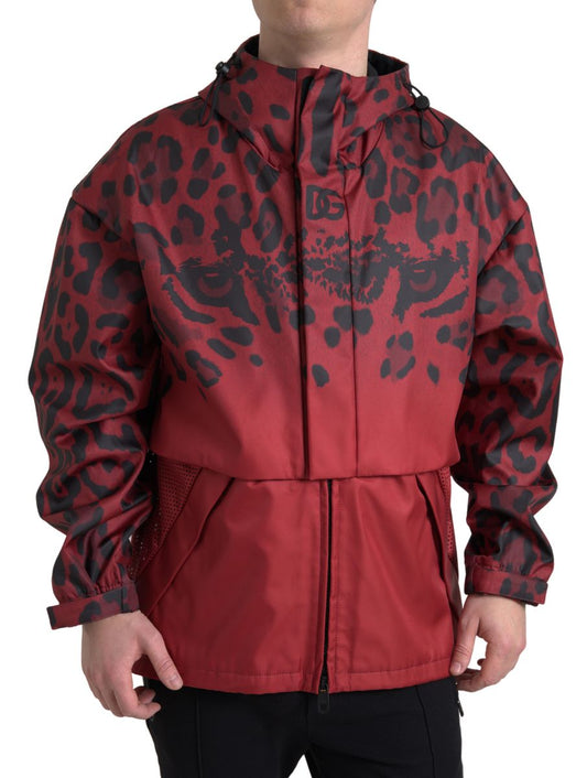  - Radiant Red Leopard Print Hooded Jacket