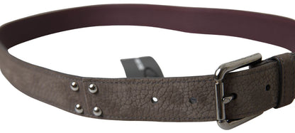  - Elegant Brown Leather Belt with Metal Buckle