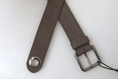  - Elegant Brown Leather Belt with Metal Buckle