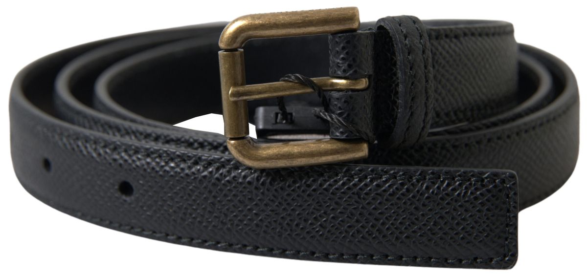  - Elegant Black Italian Leather Belt