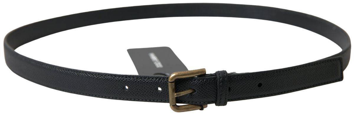  - Elegant Black Italian Leather Belt