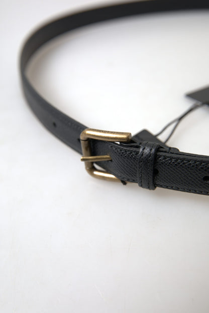  - Elegant Black Italian Leather Belt