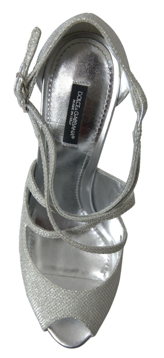  - Elegant Shimmering Silver High-Heeled Sandals