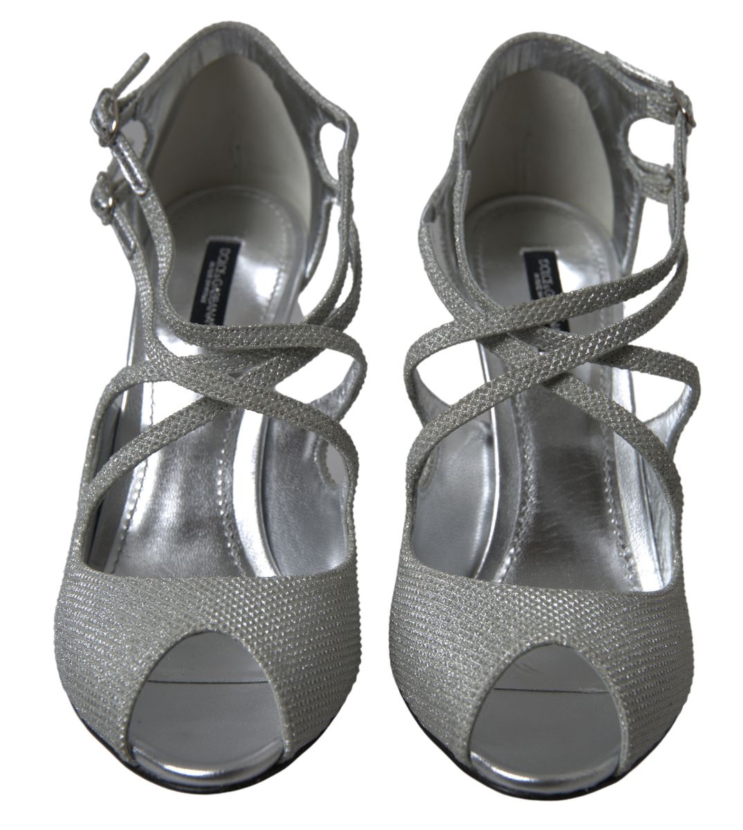  - Elegant Shimmering Silver High-Heeled Sandals