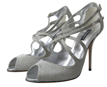  - Elegant Shimmering Silver High-Heeled Sandals