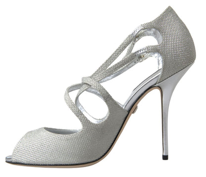  - Elegant Shimmering Silver High-Heeled Sandals