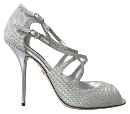  - Elegant Shimmering Silver High-Heeled Sandals