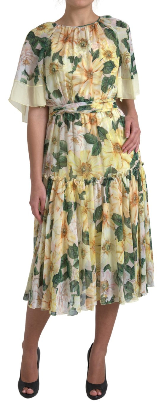  - Elegant Silk Floral Maxi Dress