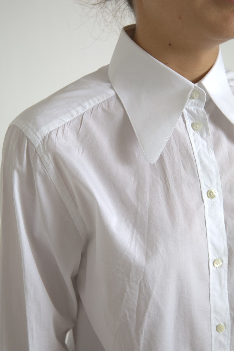  - Elegant White Cotton Collared Top