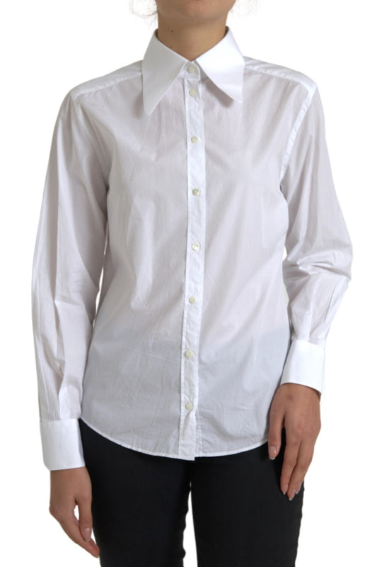  - Elegant White Cotton Collared Top