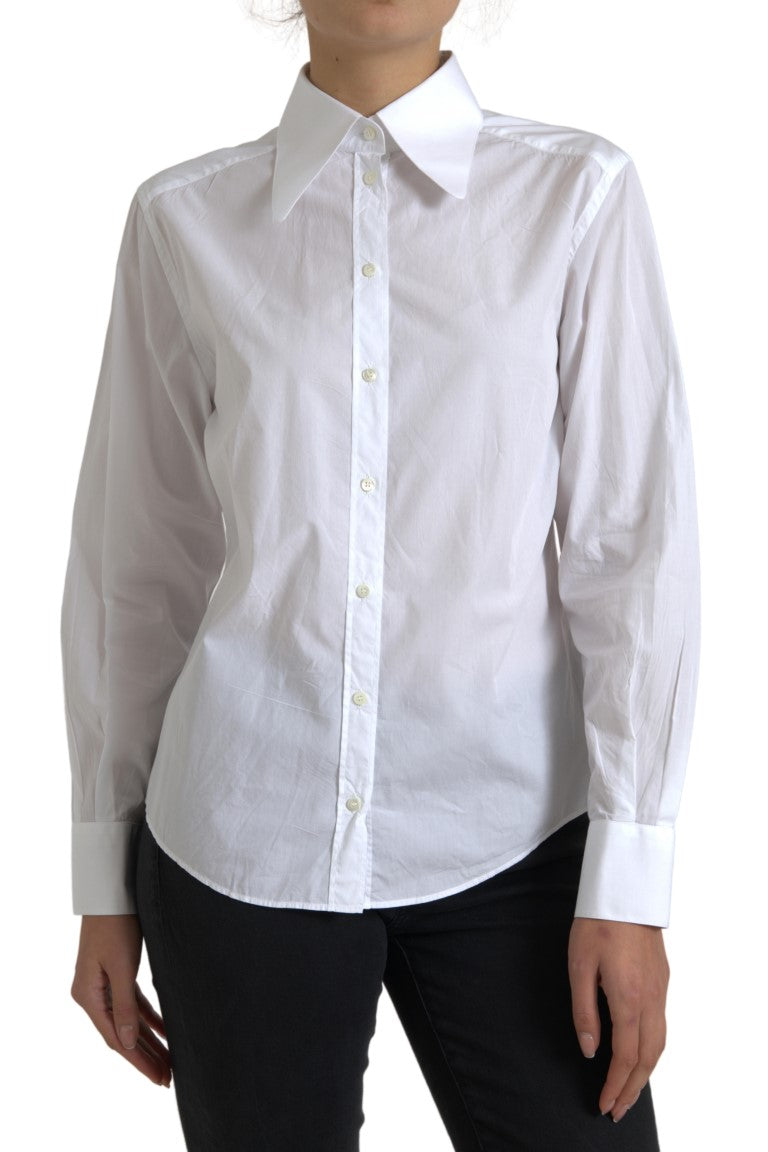 Elegant White Cotton Collared Top