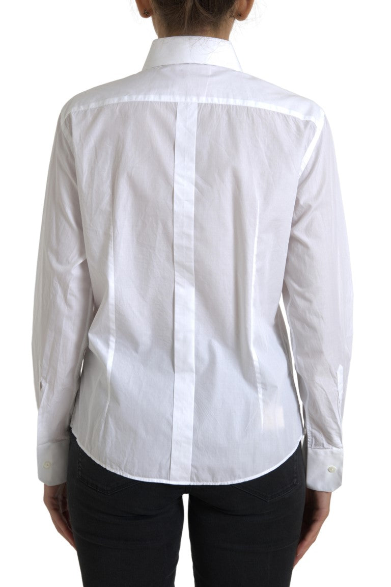  - Elegant White Cotton Collared Top