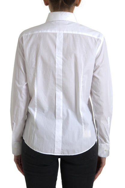  - Elegant White Cotton Collared Top