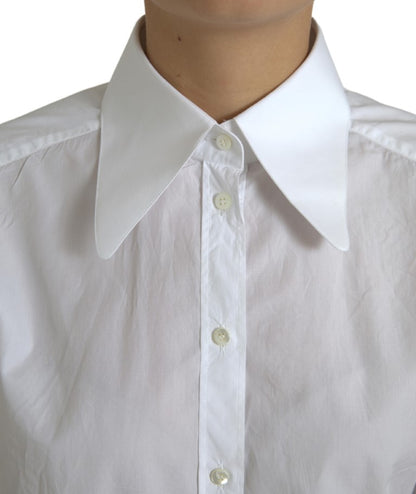  - Elegant White Cotton Collared Top