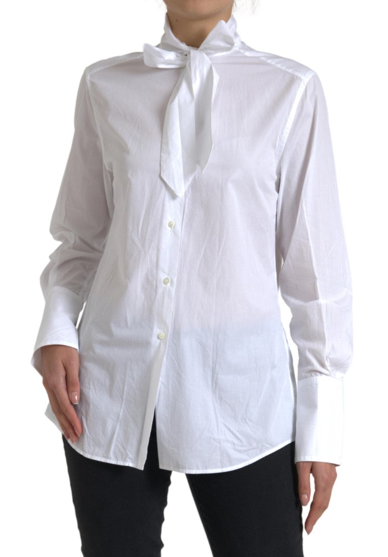  - Elegant White Cotton Long Sleeve Shirt