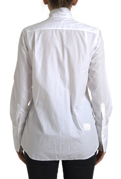  - Elegant White Cotton Long Sleeve Shirt