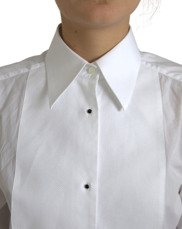  - Elegant White Cotton Poplin Dress Shirt