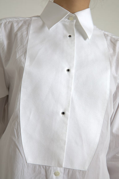  - Elegant White Cotton Poplin Dress Shirt