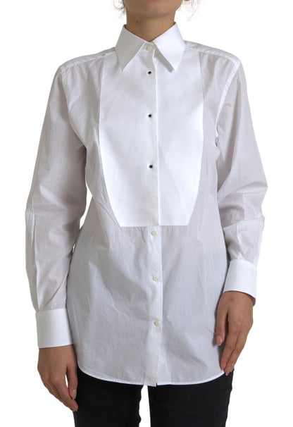  - Elegant White Cotton Poplin Dress Shirt