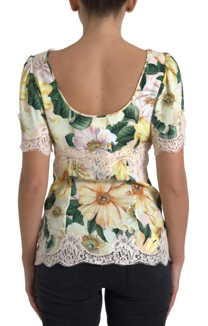  - Elegant Floral Print Silk Blouse