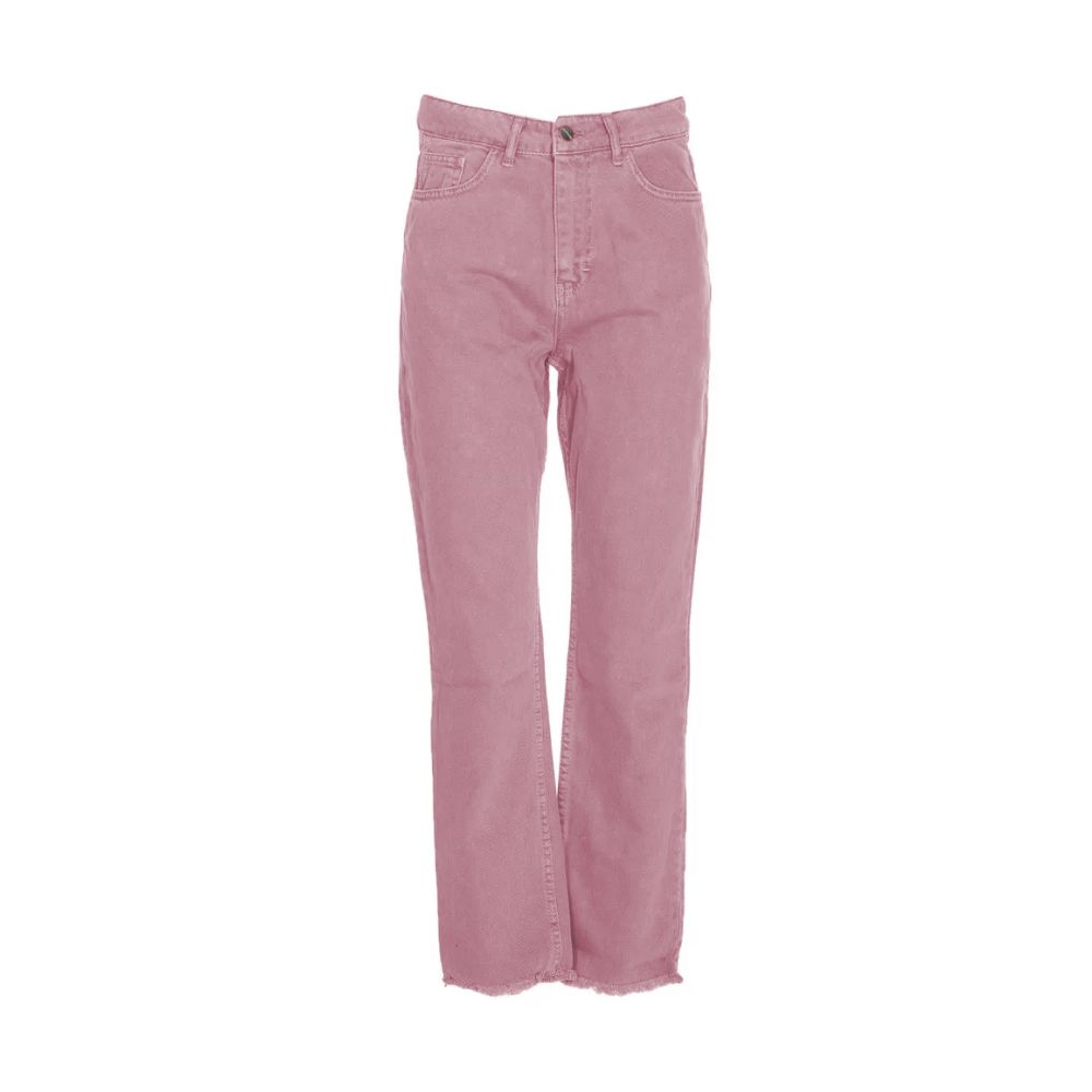  - Chic Pink Raw Cut Bottom Jeans