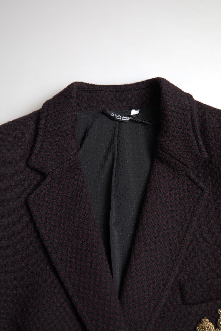  - Elegant Purple Double Breasted Wool Blazer