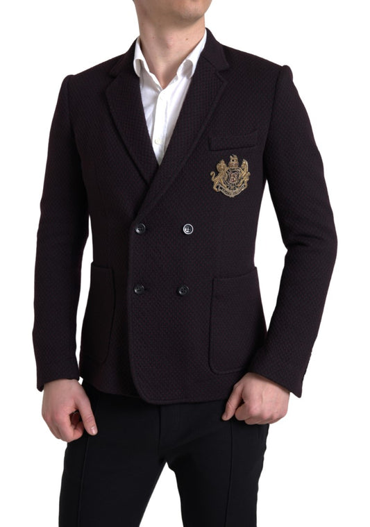  - Elegant Purple Double Breasted Wool Blazer