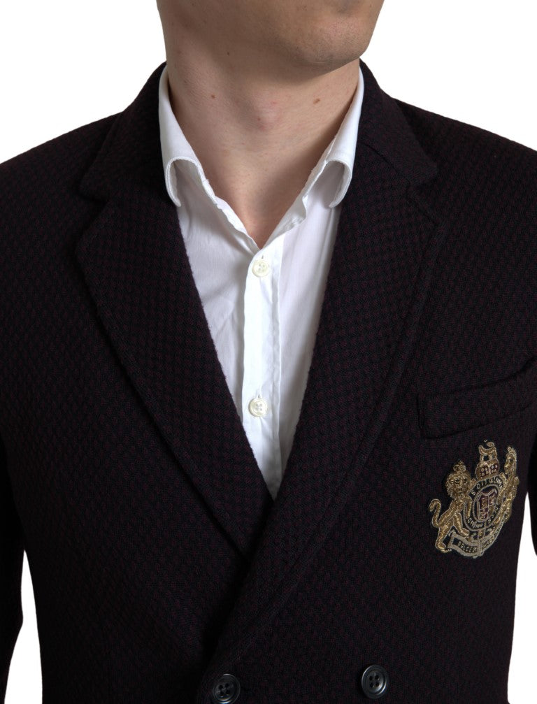  - Elegant Purple Double Breasted Wool Blazer