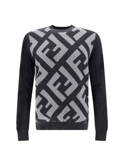 - Chic Grey Wool Iconic Logo Sweater