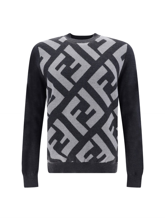  - Chic Grey Wool Iconic Logo Sweater