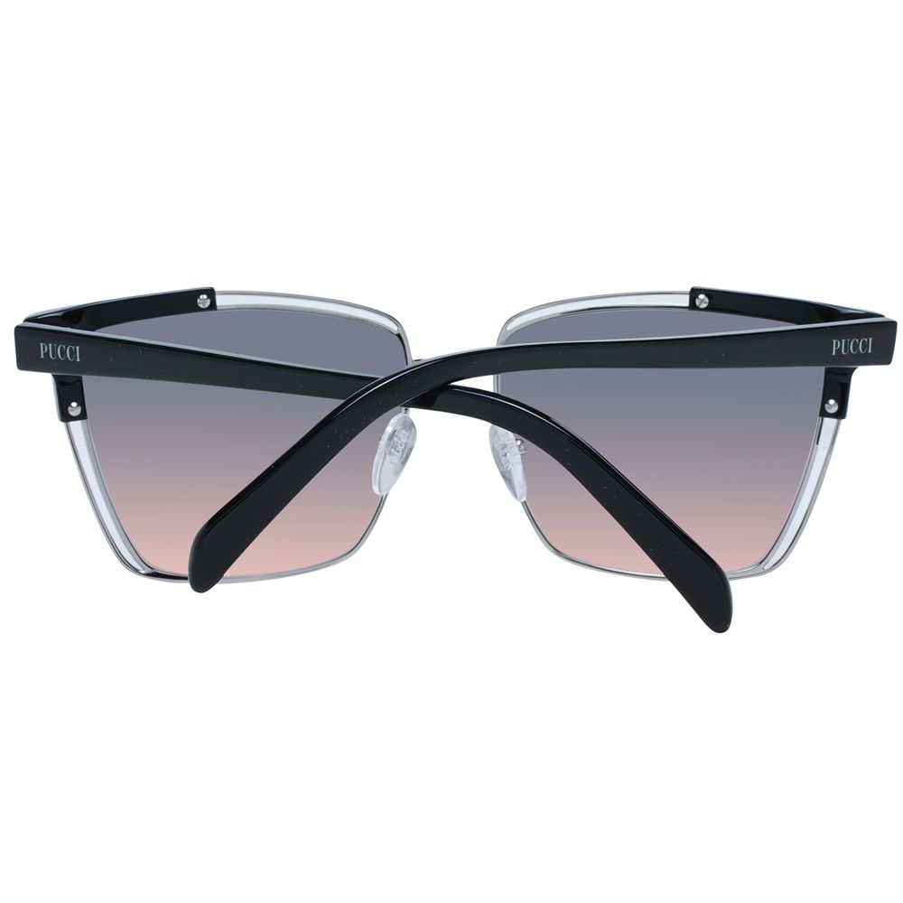 Emilio Pucci Women’s Sunglasses – Multicolor Cat Eye Frame with Grey Mirrored Lenses, 57mm