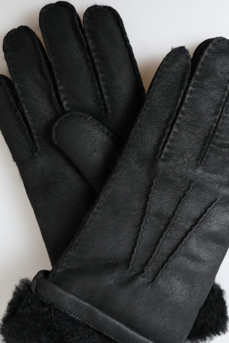  - Elegant Black Leather Winter Gloves