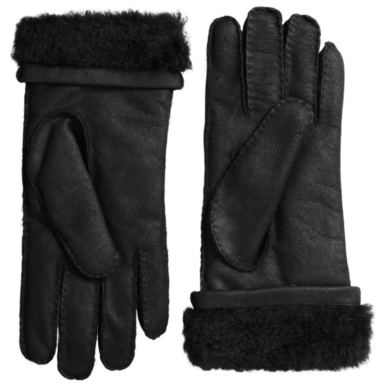  - Elegant Black Leather Winter Gloves