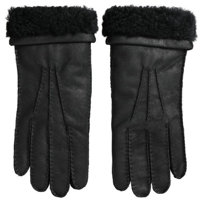  - Elegant Black Leather Winter Gloves