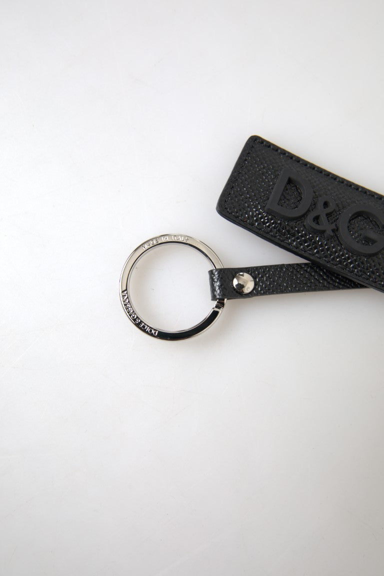  - Elegant Black Leather Keyring Accessory