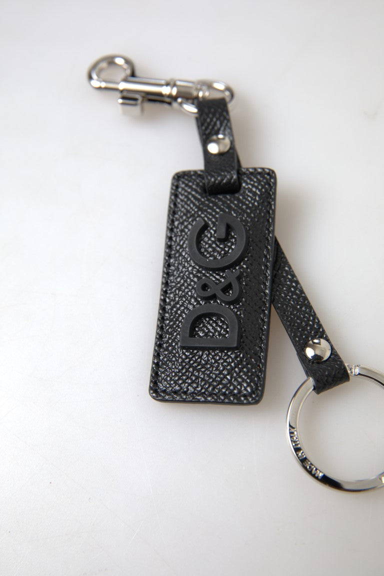  - Elegant Black Leather Keyring Accessory