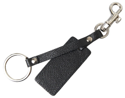  - Elegant Black Leather Keyring Accessory