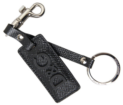  - Elegant Black Leather Keyring Accessory