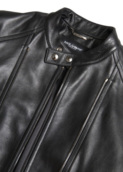  - Sleek Black Leather Biker Jacket