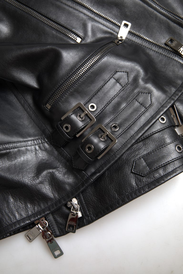  - Sleek Black Leather Biker Jacket