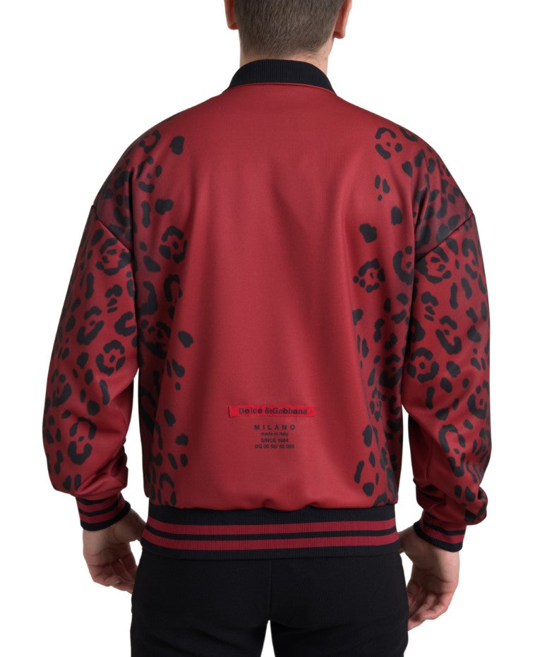  - Red Leopard Print Bomber Jacket