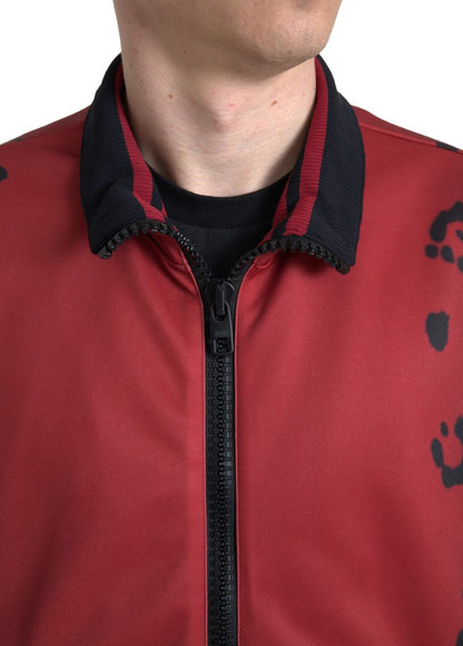  - Red Leopard Print Bomber Jacket