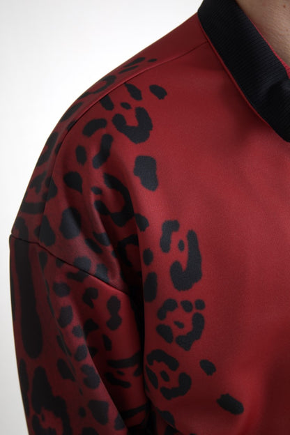  - Red Leopard Print Bomber Jacket